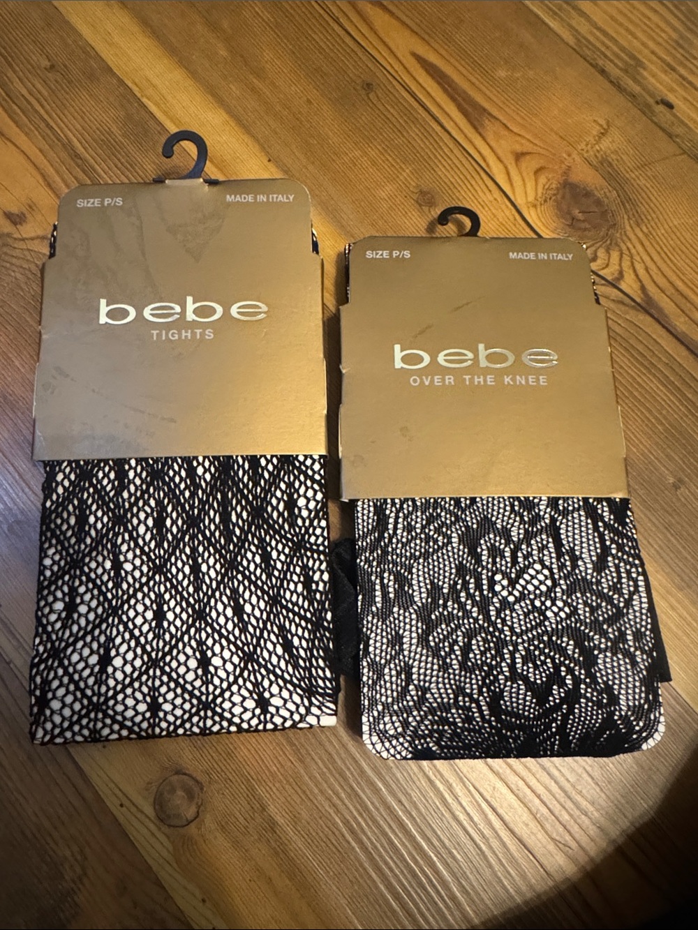bebe Black Lace-Pattern Tights & Over-The-Knee Socks